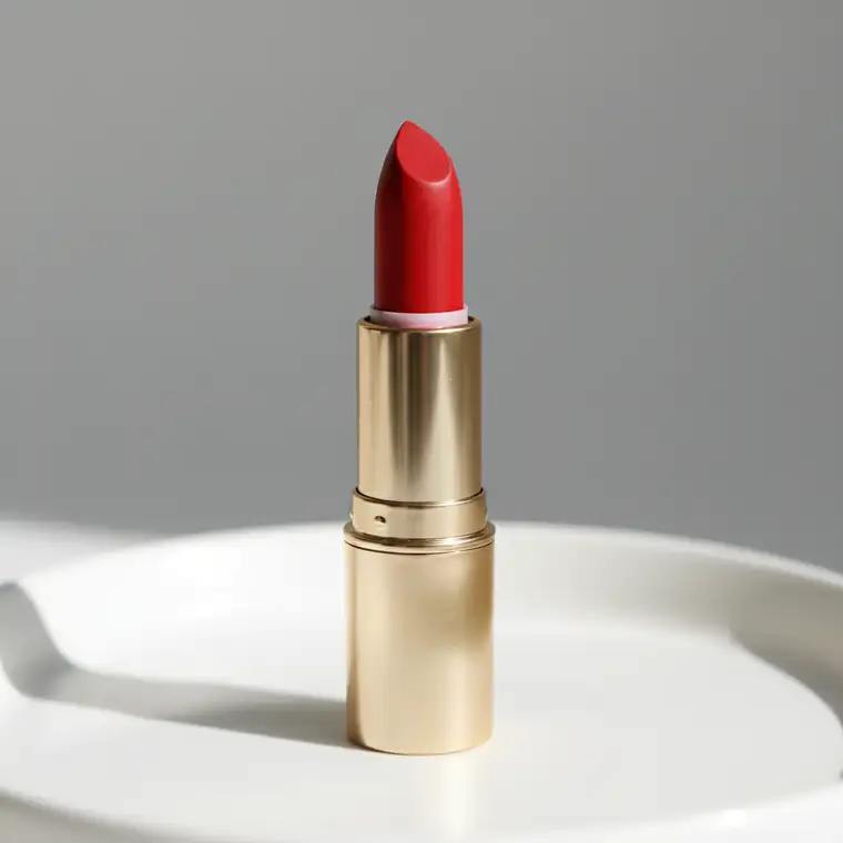 Brunetka po 25 roku życia w klasycznym makijażu francuskim z delikatnym podkładem, kreską i czerwonymi ustami, prezentująca ponadczasowy szyk